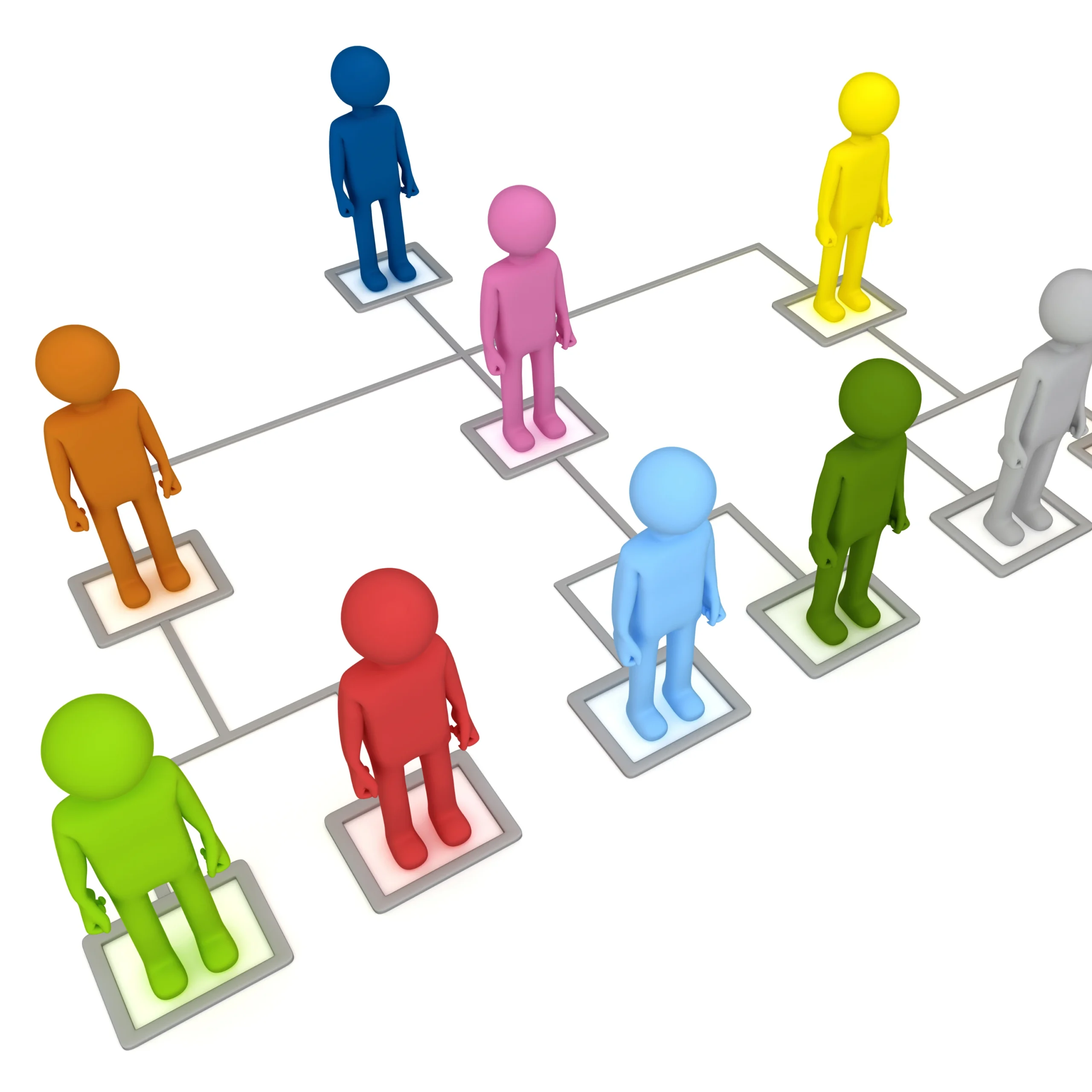 Connected colored figures representing different mental health personality types Connected colored figures representing different mental health personality types